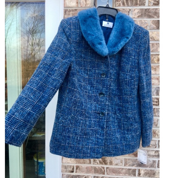 1980s Vintage $4,500 Blue Faux Fur Wool Selection De Givenchy Coat - Picture 3 of 15